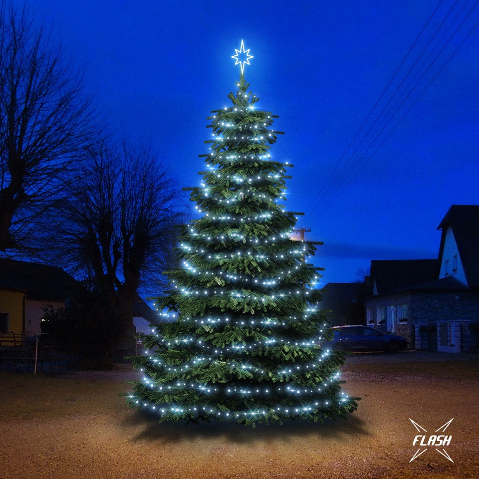 LED světelná sada na vánoční stromy vysoké 6-8 m, ledová bílá s Flash