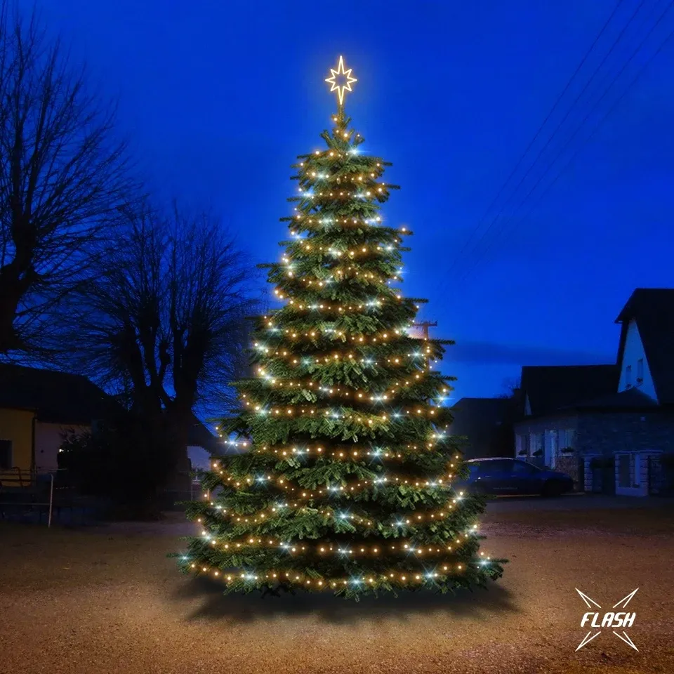 LED světelná sada na stromy vysoké 6-8 m, teplá bílá s Flash