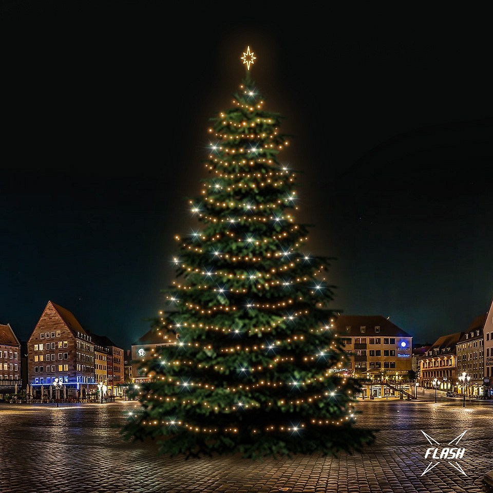 LED světelná sada na vánoční stromy vysoké 21-23 m, teplá bílá s Flash