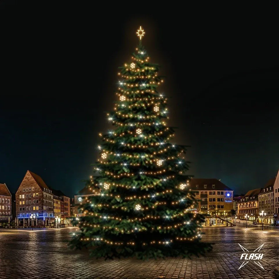 LED světelná sada na vánoční stromy vysoké 21-23 m, teplá bílá s Flash, dekory DZX1EFD02W