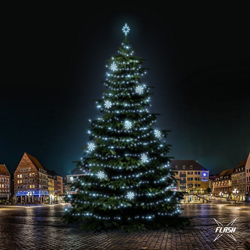 LED světelná sada na vánoční stromy vysoké 21-23 m, ledová bílá s Flash, dekory 8EFD08