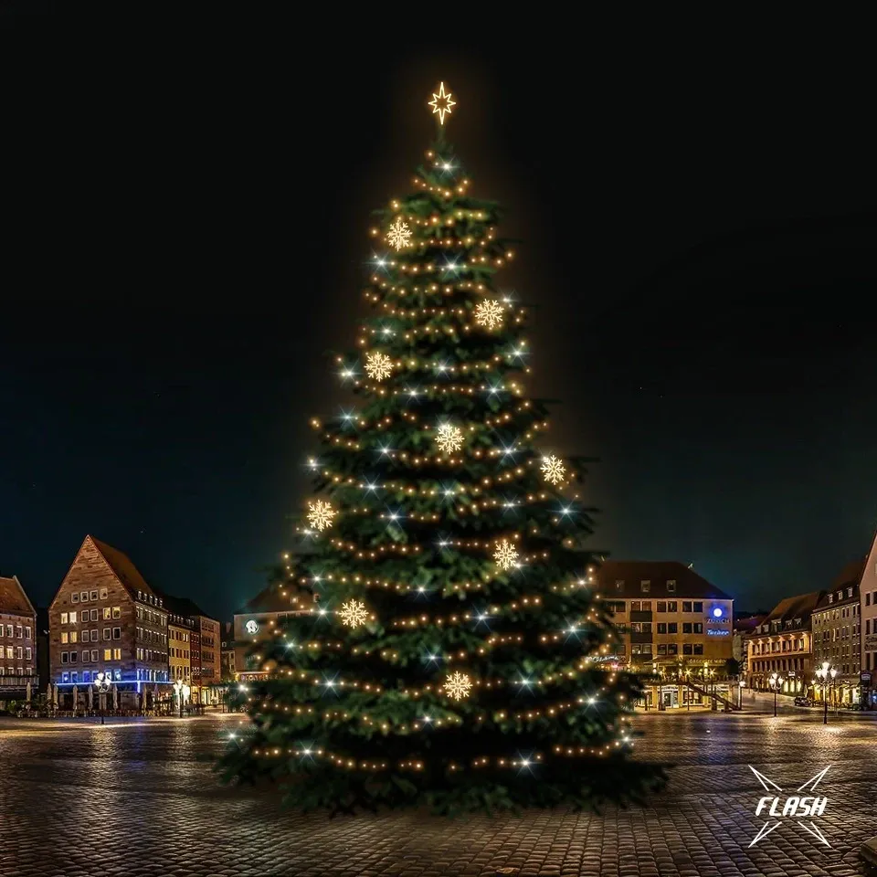 LED světelná sada na vánoční stromy vysoké 21-23 m, teplá bílá s Flash, dekory DZX1EFD08W
