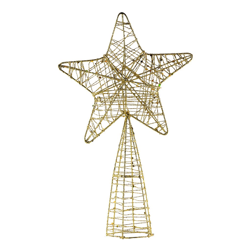 Hvězda na špici stromu, zlatá, 18 x 30 cm