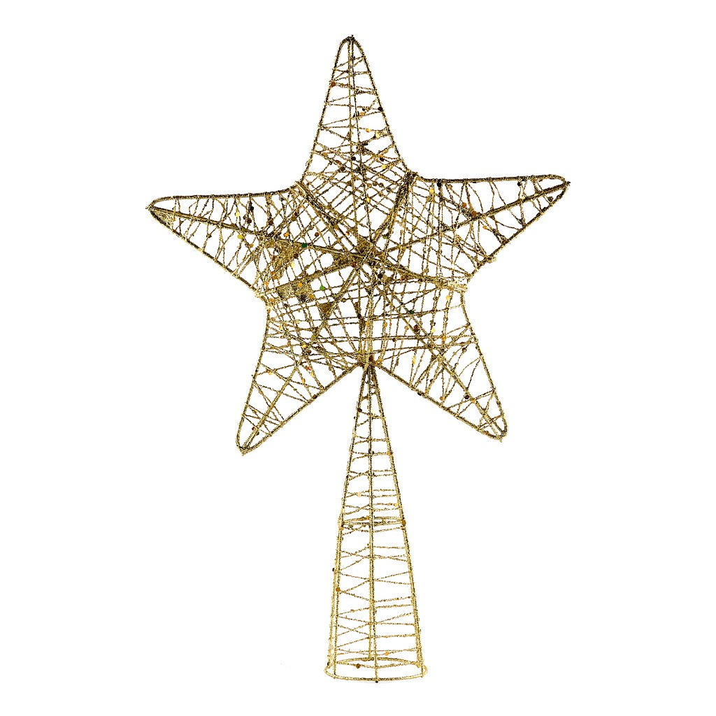 Hvězda na špici stromu, zlatá, 24 x 36 cm