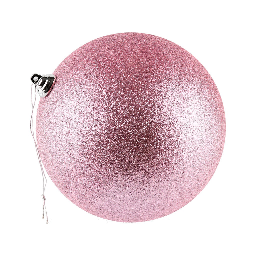 Plastová koule, prům. 20 cm, jemně růžová, glitter