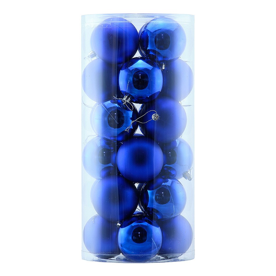 Plastové koule 24 ks, 8 cm, modré, 12 x lesklá, 12 x matná