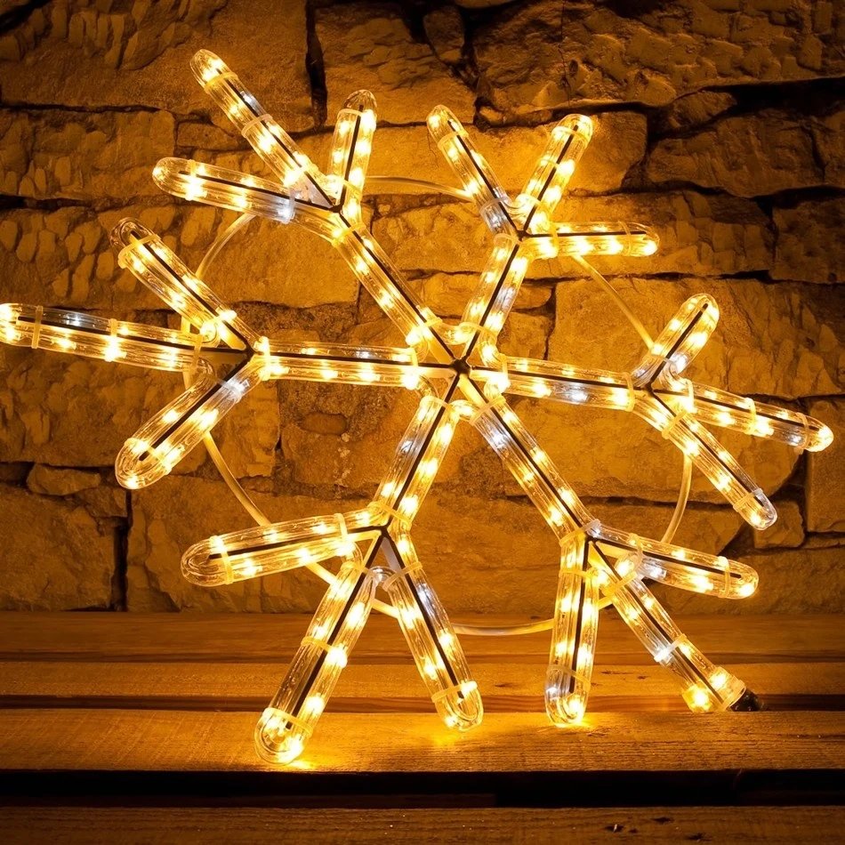 Easy Fix 2D LED světelná vločka VI, na vrchol stromu, Ø 60 cm, teple bílá, hliník