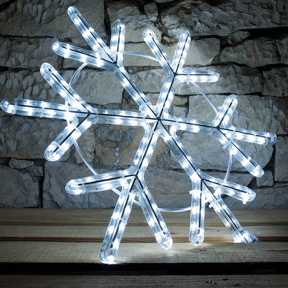LED světelná vločka, sada na vrchol stromu, 60 cm, ledově bílá