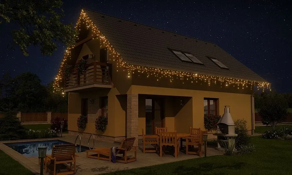 LED světelná sada na dům, 9+1 zdarma, teple bílá, černý kabel, Easy Fix, IP67