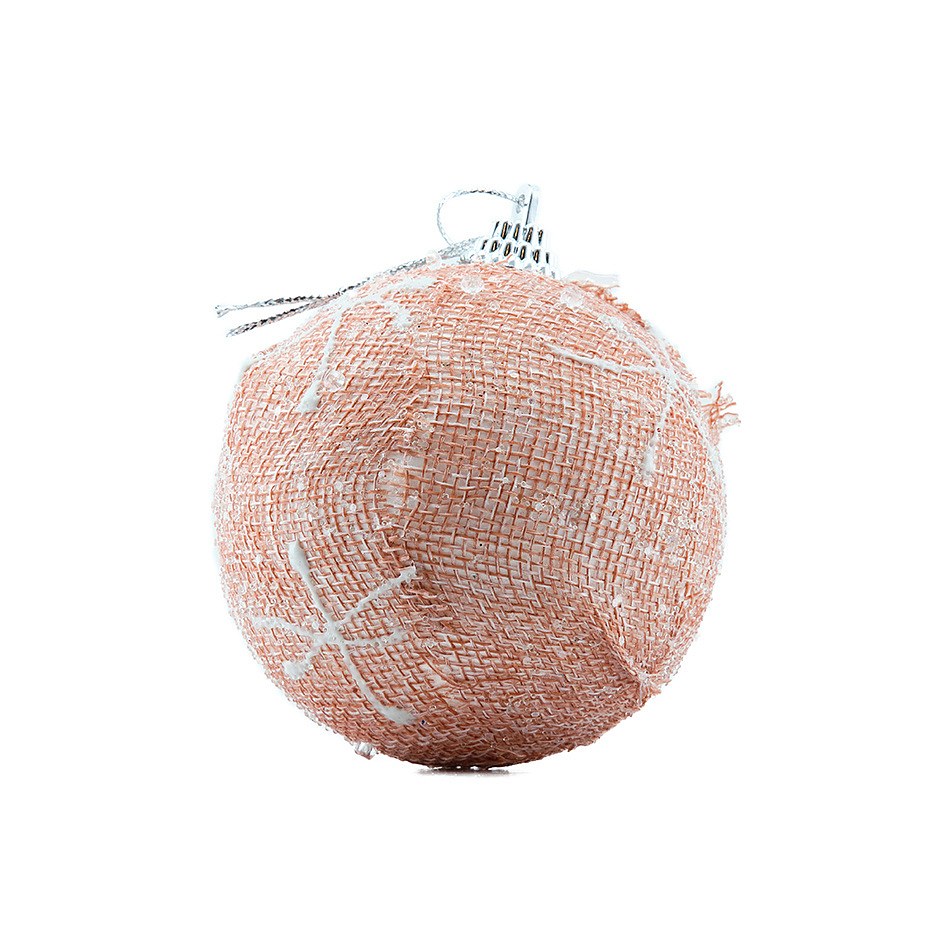 Plastová koule, prům. 8 cm, růžová, s vločkou