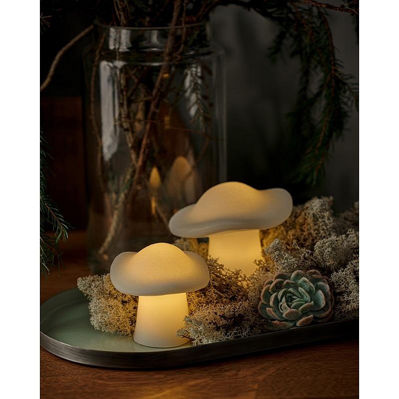 LED svíčka houby, bílá, sada 2 kusy, 8,5 a 9 cm