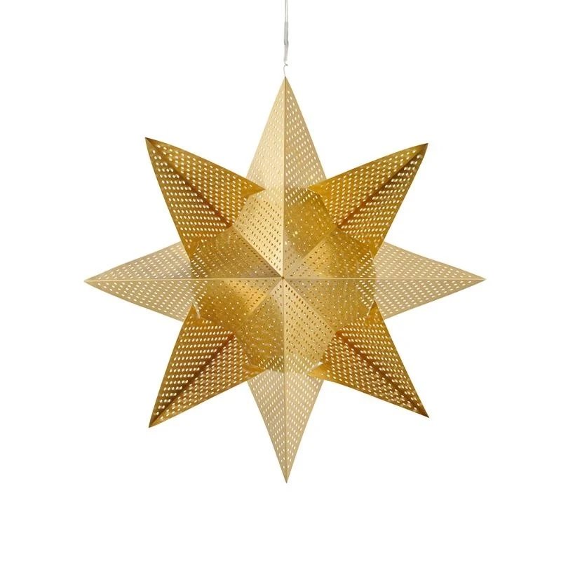 _Staženo LED svítící hvězda do okna 8cípá, zlatá, závěsná, pr. 33 cm