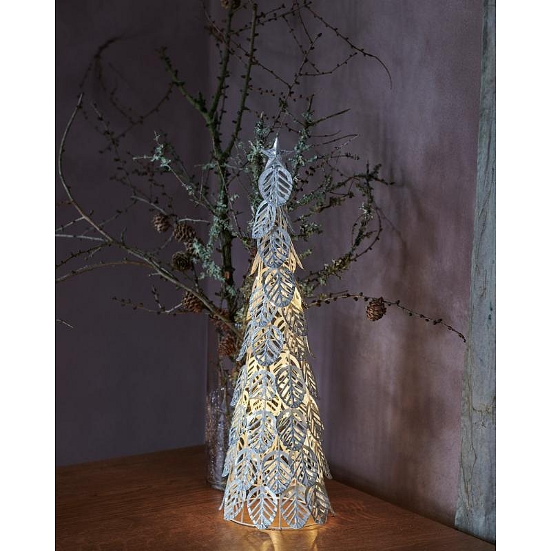 LED světelný stromeček, stříbrný, 53,5cm