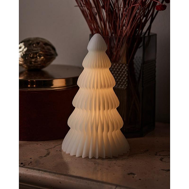 LED svíčka stromeček, bílý, 19cm