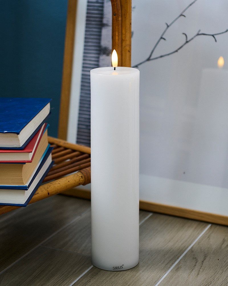 Dobíjecí LED svíčka Sille, bílá, 7,5 x 30 cm