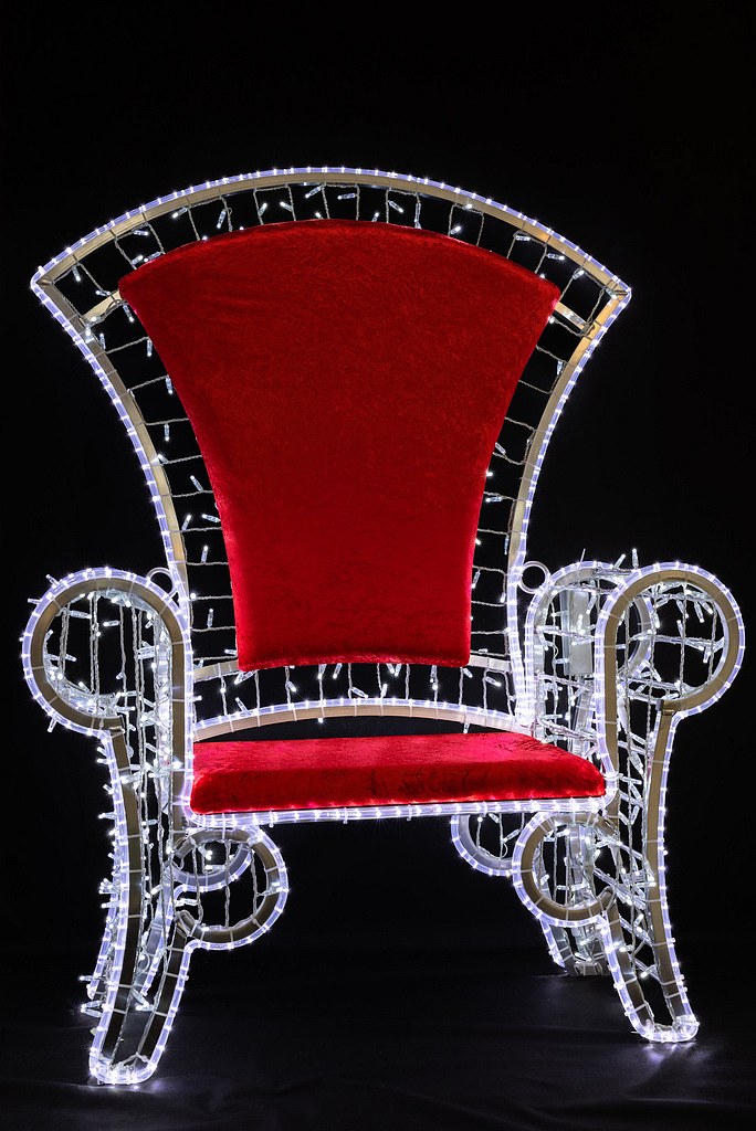 Weihnachts-Innenstuhl, 850 Kaltweiße LEDs, rote Sitzfläche