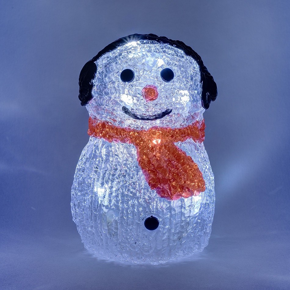 LED světelný sněhulák, 15 cm