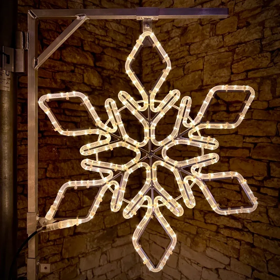 Easy Fix 2D LED světelná vločka IX, Ø 60 cm, teple bílá, sada na veřejné osvětlení, hliník