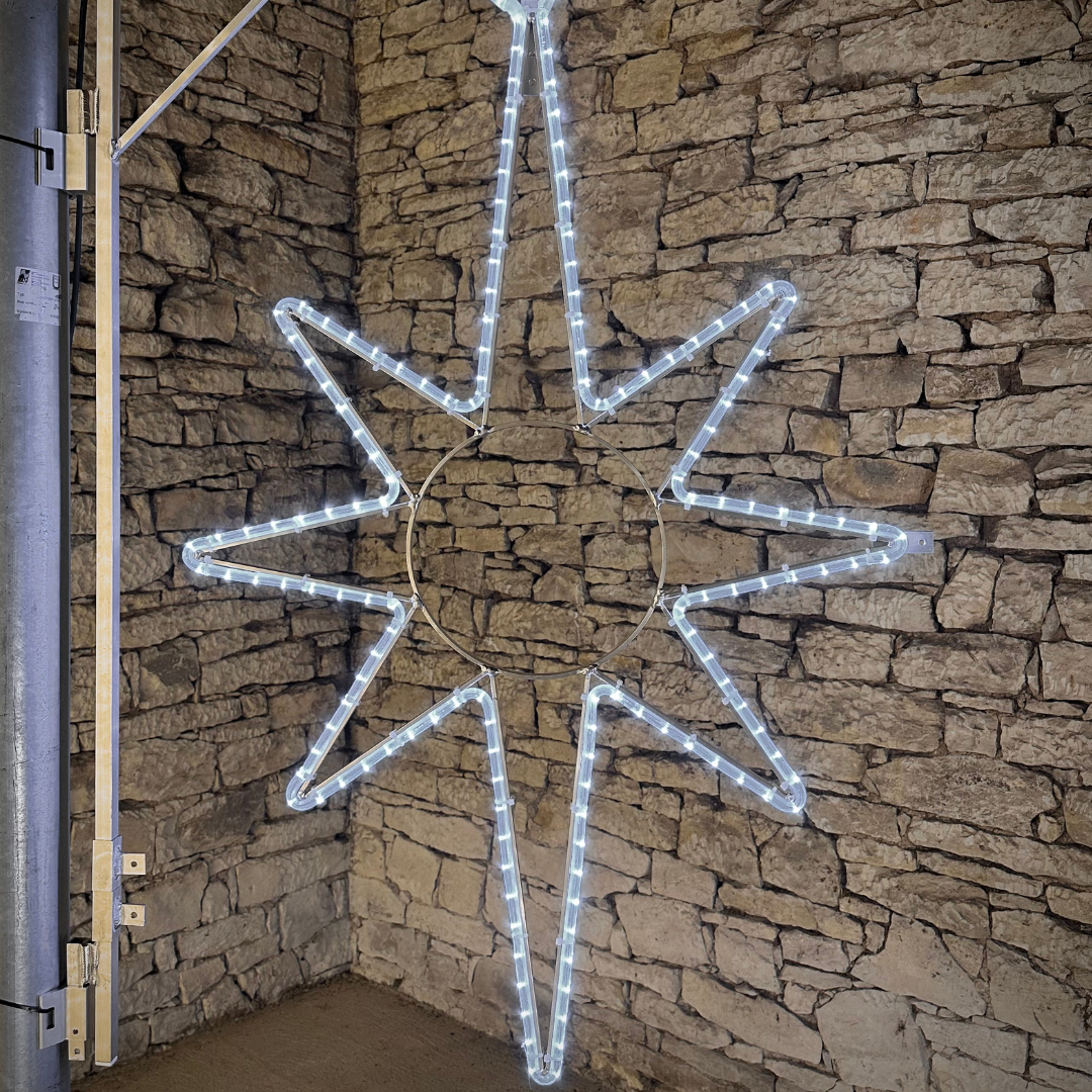 LED světelná hvězda, sada na VO, 80x120 cm, ledově bílá