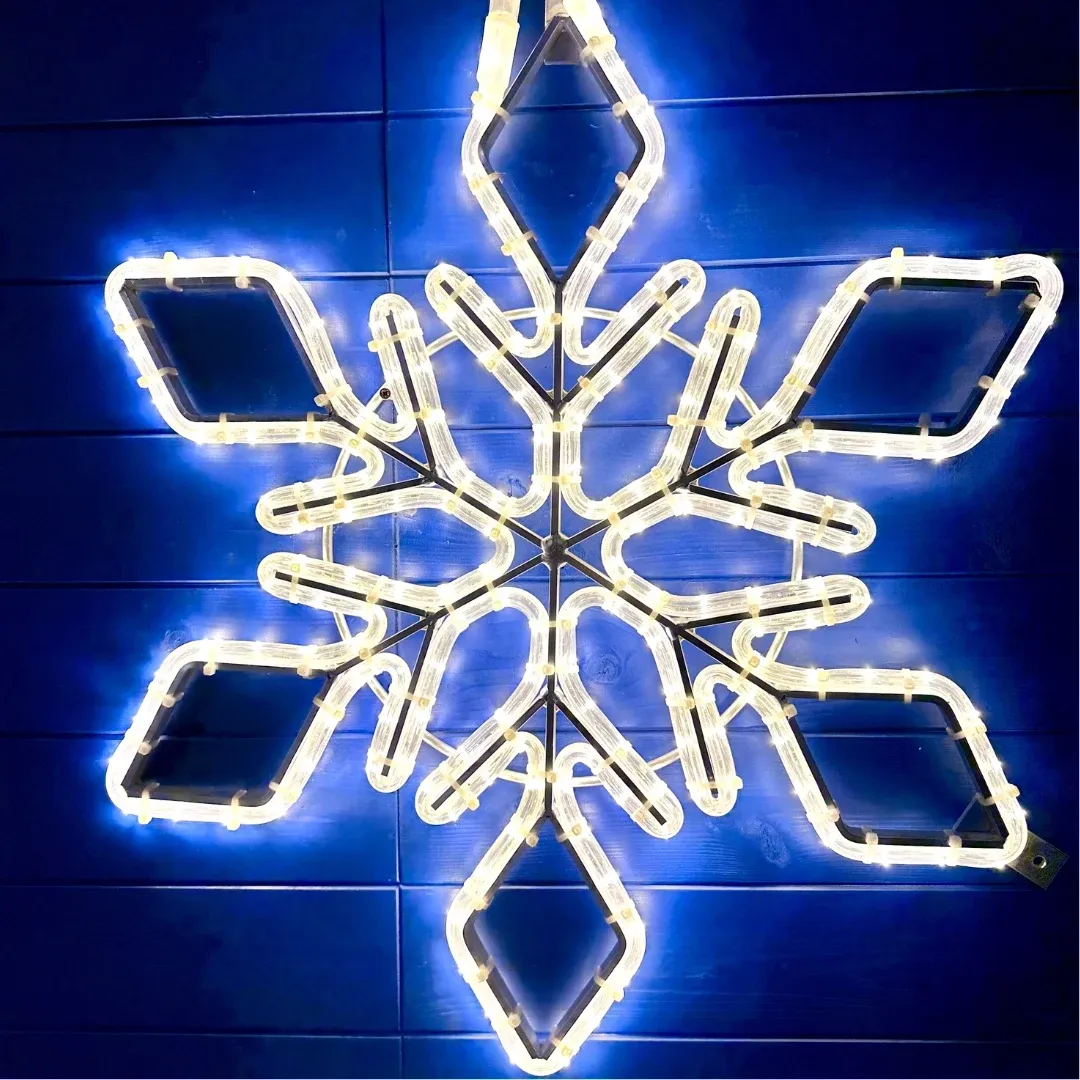 Easy Fix 2D LED světelná vločka I., Ø 80 cm, teple bílá, dekor na veřejné osvětlení, hliník
