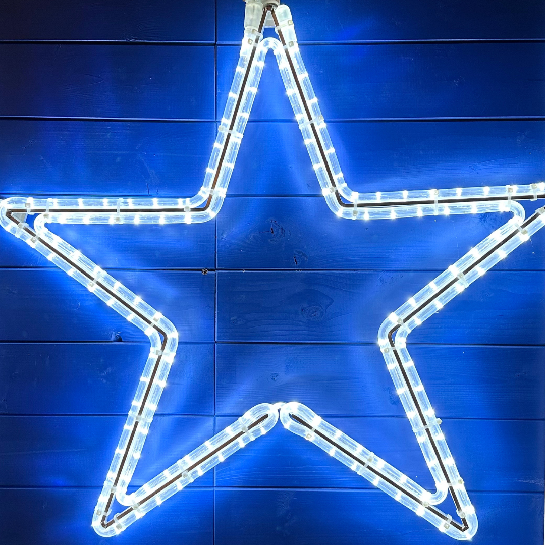 LED světelná hvězda, závěsná, 80 cm, ledově bílá