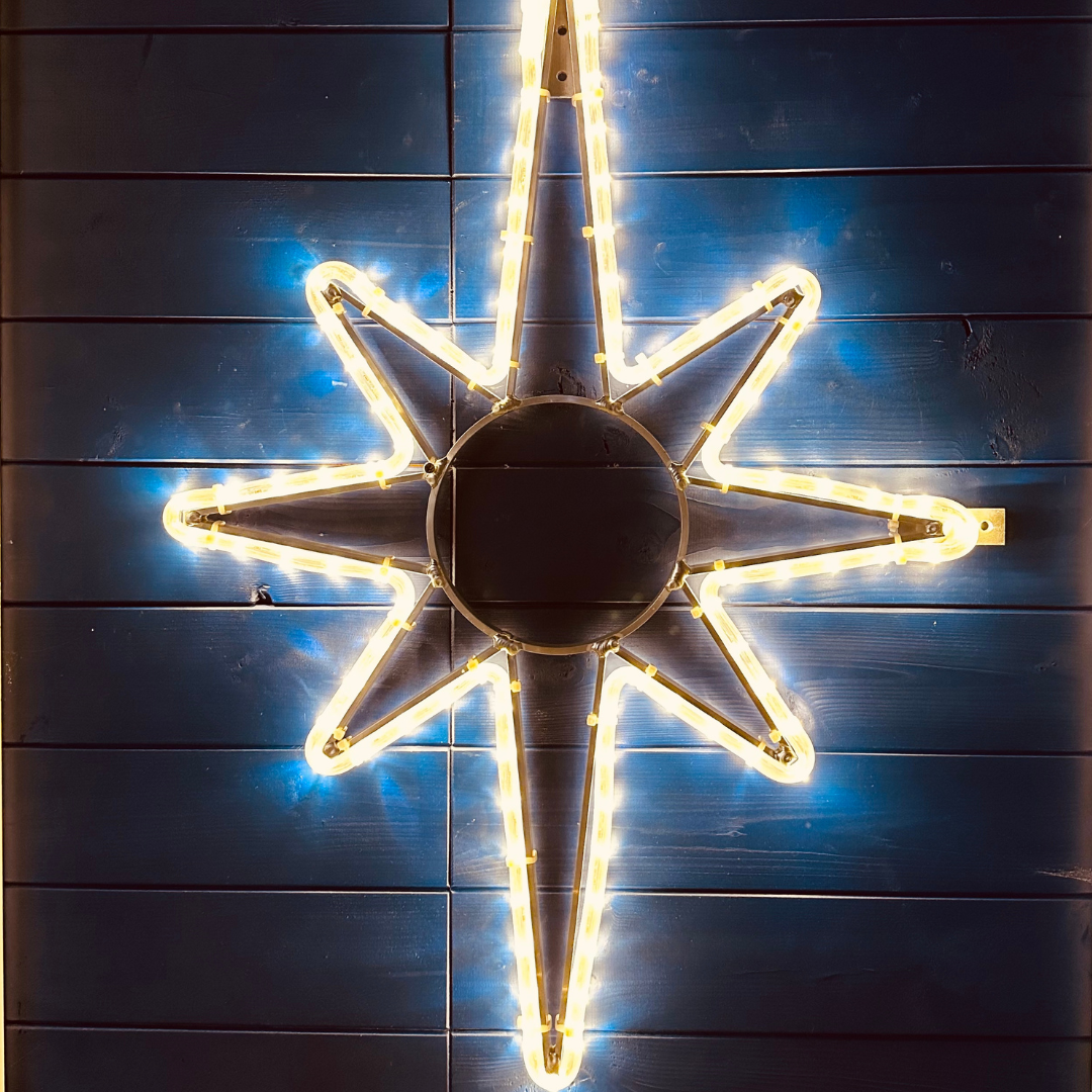 LED světelná hvězda polaris, závěsná, 53 x 90 cm, teple bílá