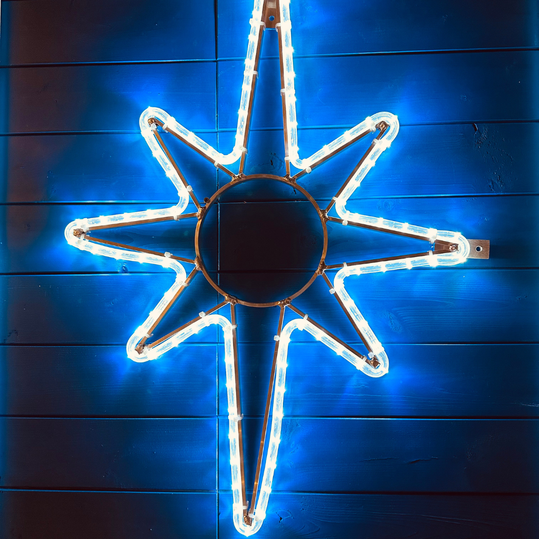 LED světelná hvězda polaris, závěsná, 53 x 90 cm, ledová bílá