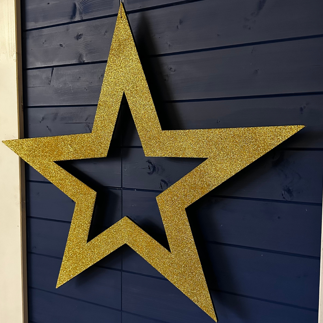 Zlatá hvězda, dřevěná, 80 cm