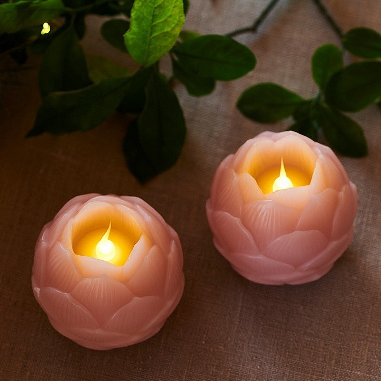LED svíčky lotosové květy DIA, sada 2 kusy, růžová