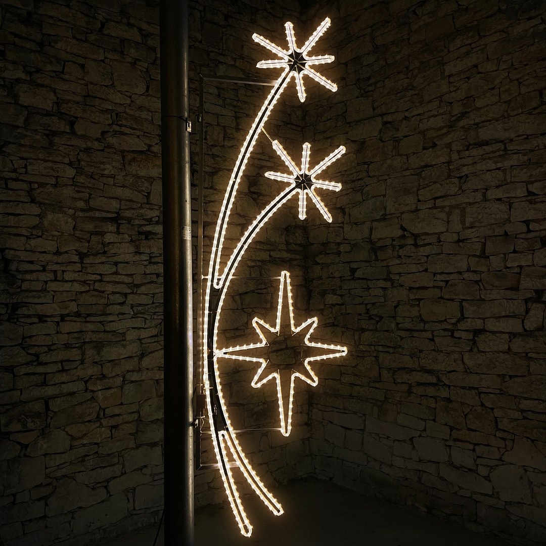 LED světelný motiv hvězda a 2 polarisky, 310 x 100 cm, teple bílá