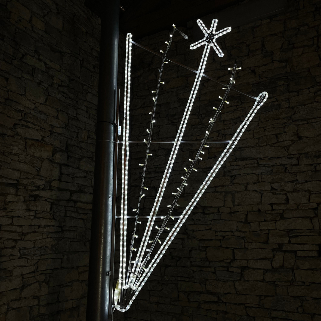 LED světelný motiv rozprsk s hvězdičkou ledová hadice, 215 x 110 cm