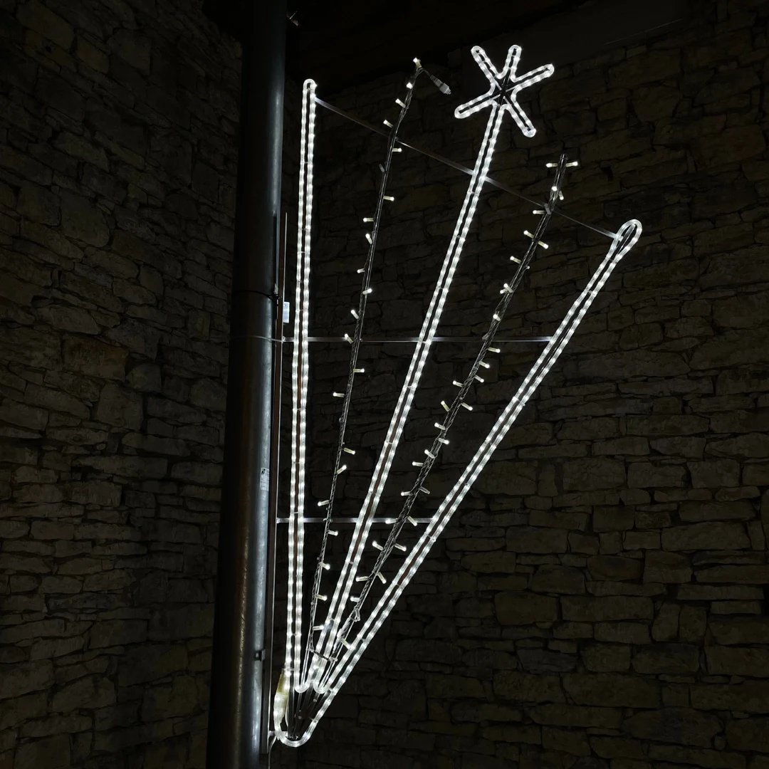 LED světelný motiv rozprsk s hvězdičkou ledová hadice, 215 x 110 cm