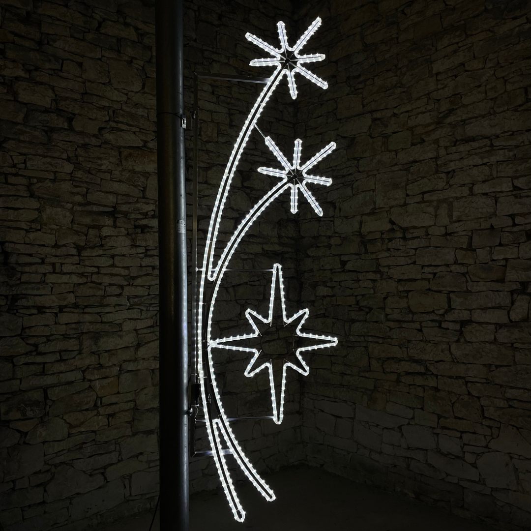 LED světelný motiv, hvězda a 2 polarisky, 310 x 100 cm, ledově bílá