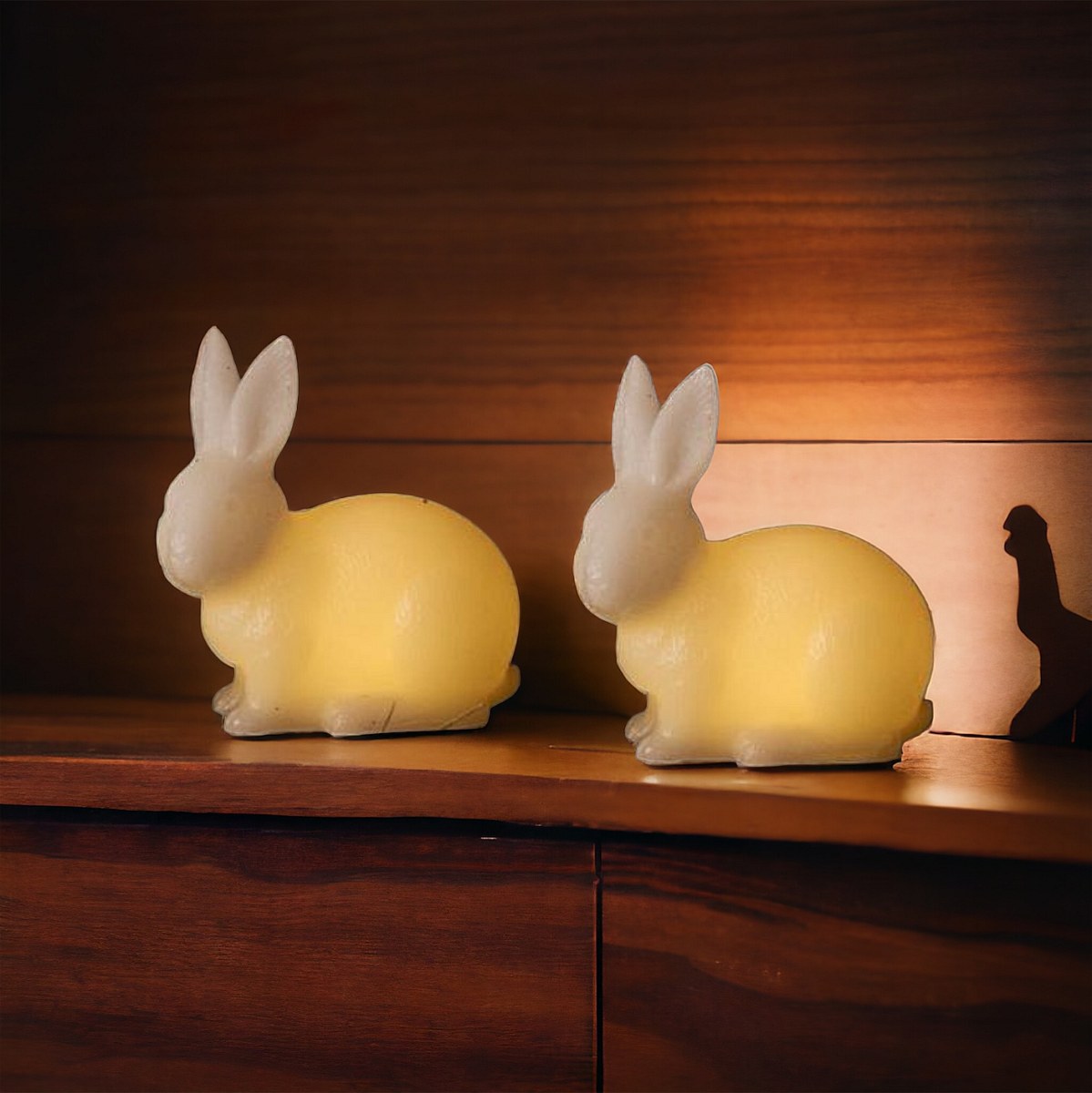 LED svíčka králík, bílá, sada 2 kusy, 10 cm