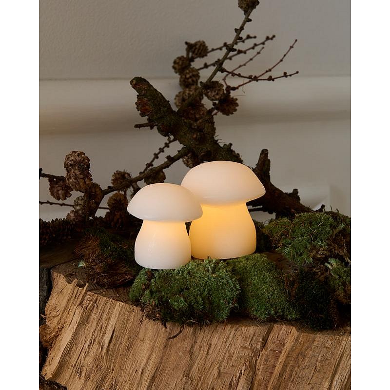 LED svíčka houba, bílá, sada 2 kusy, cca 10 cm
