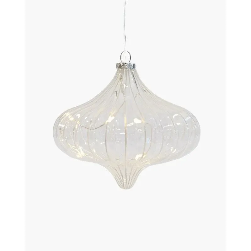 _Staženo LED skleněný lampión, čirý, 11 cm