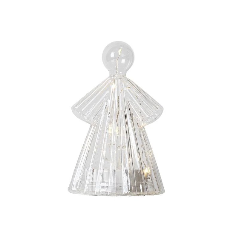 LED světelný anděl skleněný, čirý, 15 cm