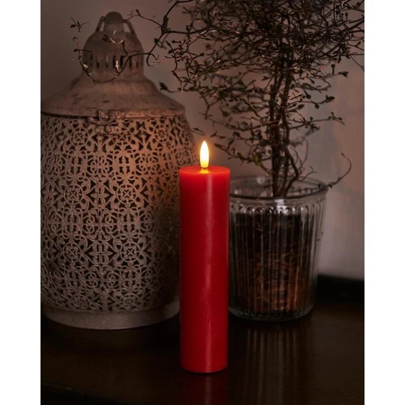 _Staženo Vosková LED svíčka Sille, 20cm, červená, prům. 5 cm