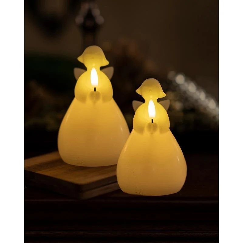_Staženo Voskový LED anděl, bílý, 15 cm