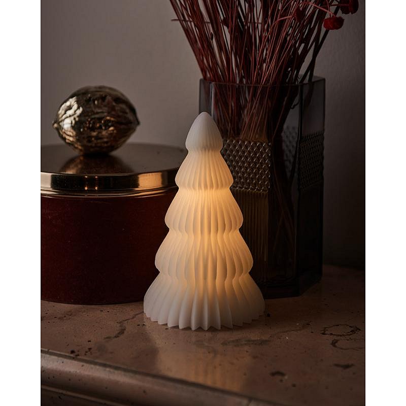 LED svíčka stromeček, bílý, 16cm