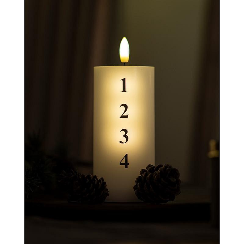 Sille Advent Wachs-LED-Kerzen, weiß/schwarz