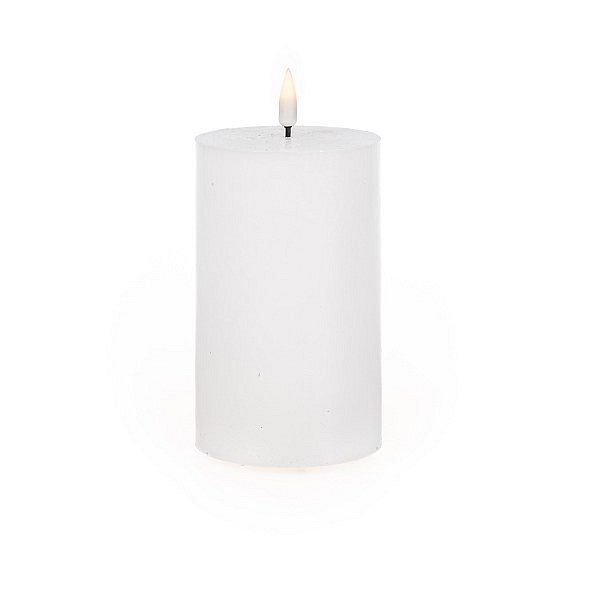 LED svíčka, vosková, 7,5 x 12,5 cm, bílá