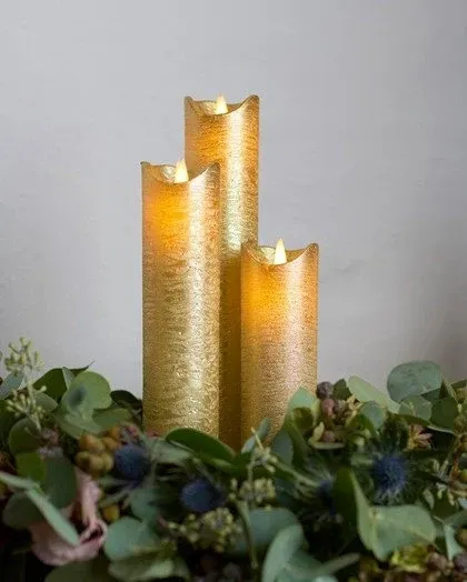 _Staženo Vosková LED svíčka, 15 cm, zlatá