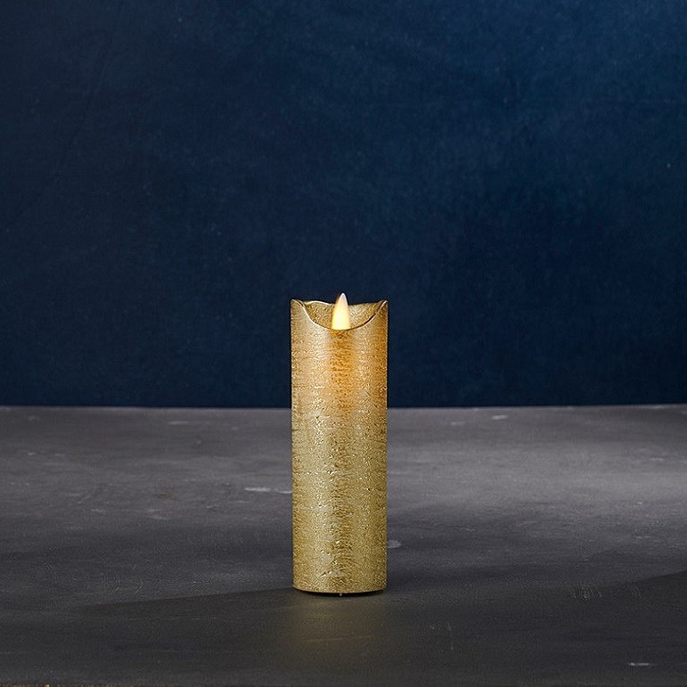 Vosková LED svíčka, 15 cm, zlatá