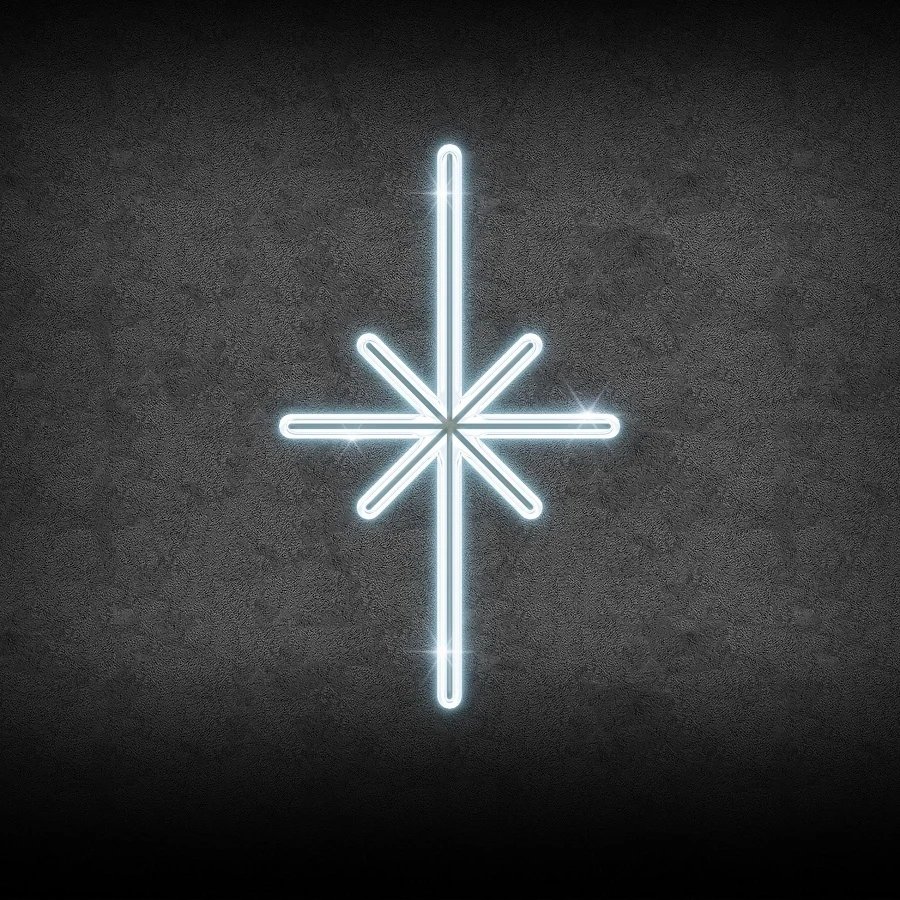 Easy Fix 2D LED svítící hvězda na stromek Polaris I., 26 × 45 cm, teple bílá, závěsná, IP67, hliník