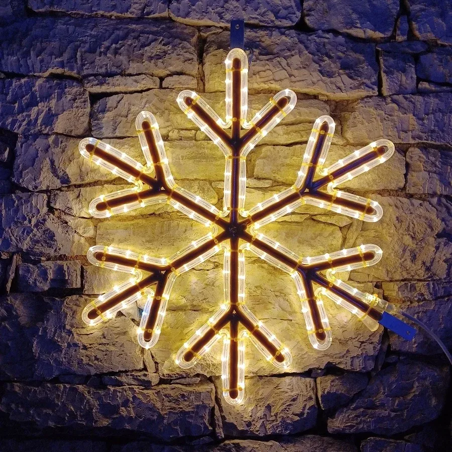 Easy Fix 2D LED světelná vločka VIII., Ø 67 cm, teple bílá s Flash, dekor na veřejné osvětlení, hliník