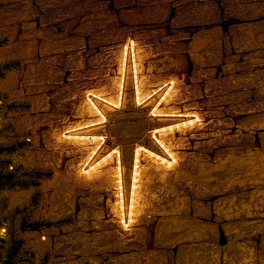 Easy Fix 2D LED světelná hvězda na vrchol stromu, 60 × 90 cm, teple bílá, hliník