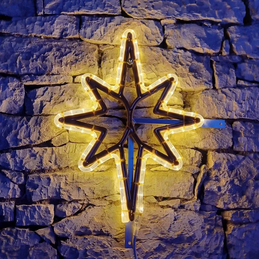 Easy Fix 2D LED světelná hvězda X., 35 × 50 cm, teple bílá, závěsná, hliník