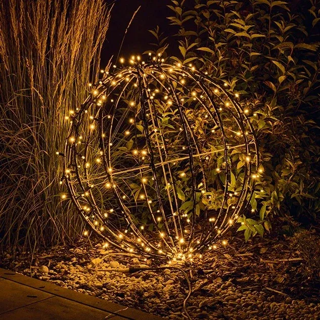 3D LED světelná koule, pr. 100 cm, teple bílá, černý kabel