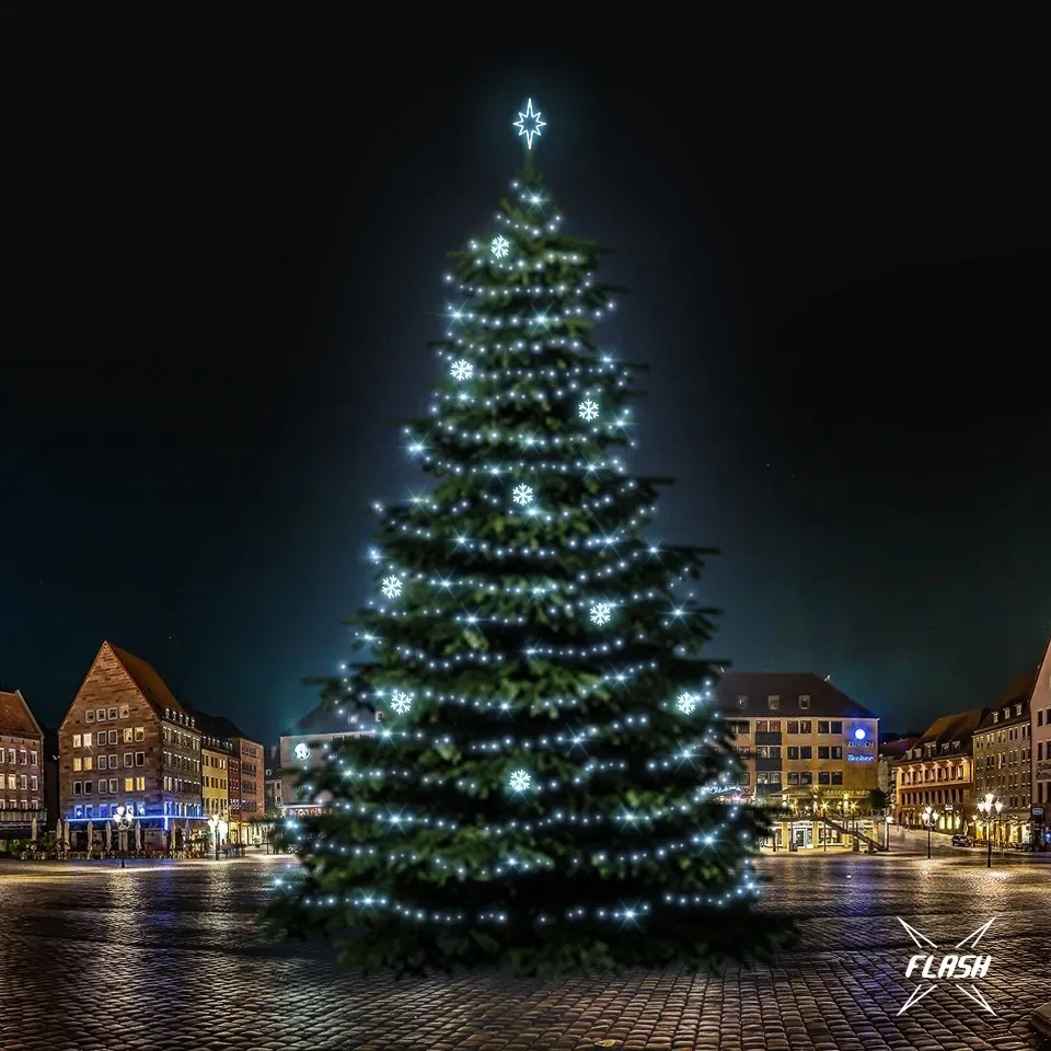 LED světelná sada na stromy vysoké 21-23m, ledová bílá s Flash, dekory DZX0EFD01